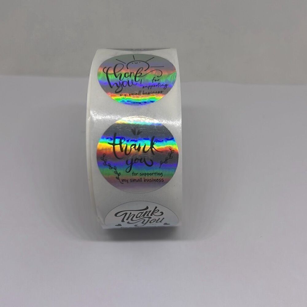 500 Pieces/roll 2.5CM Thank You For Ordering Sticker Gift Silver Label Stickers